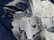 Tommy Caldwell och Kevin Jorgeson besegrade El Capitán Dawn Wall Project. Credit Ben Margon / AP
